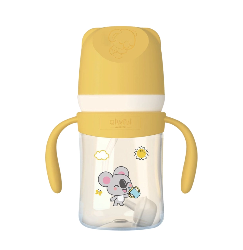 MAMADERA ANTICOLICOS CON ASAS AIWIBI 180ML TRITAN AMARILLA - 1