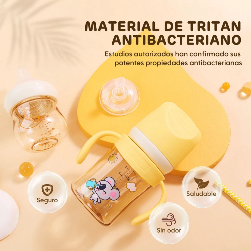 MAMADERA ANTICOLICOS CON ASAS AIWIBI 180ML TRITAN AMARILLA - 2