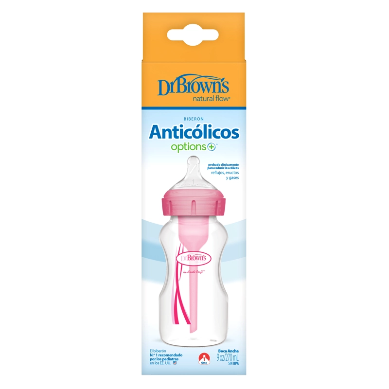 MAMADERA BOCA ANCHA DR BROWN'S OPTIONS+ 270ML ROSA - 2