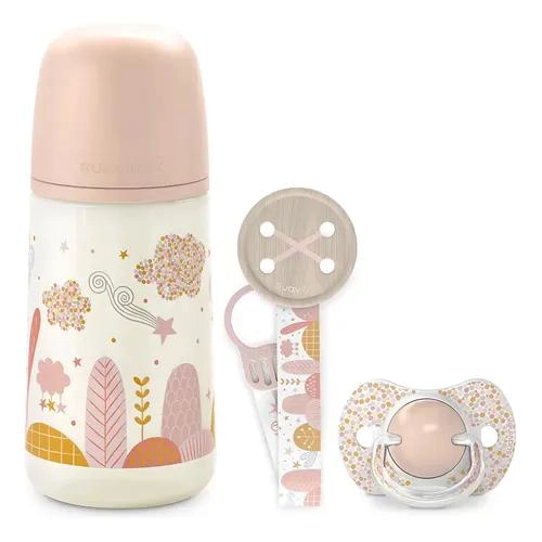 SET REGALO MAMADERA 270ML +CHUPETE 0-6M+BROCHE SUAVINEX VERDE - 1