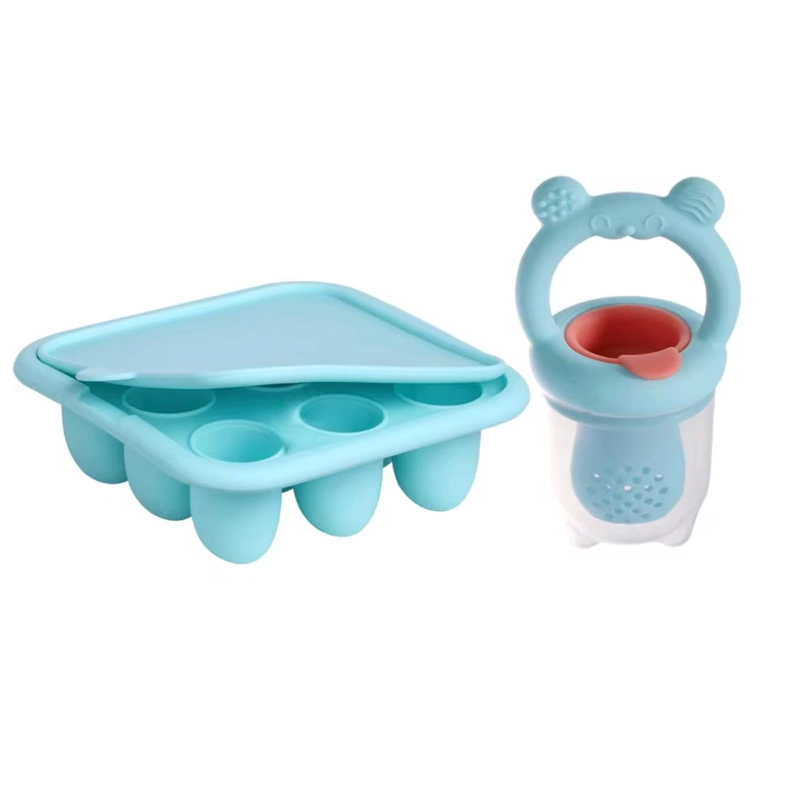 CHUPETE PARA FRUTA MORDEDOR RASCA ENCIA +MOLDE HELADO CELESTE - 1