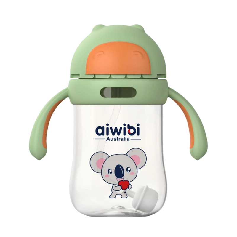 BOTELLA VASO DE AGUA CON BOMBILLA BEBE S AIWIBI 300ML VERDE - 1