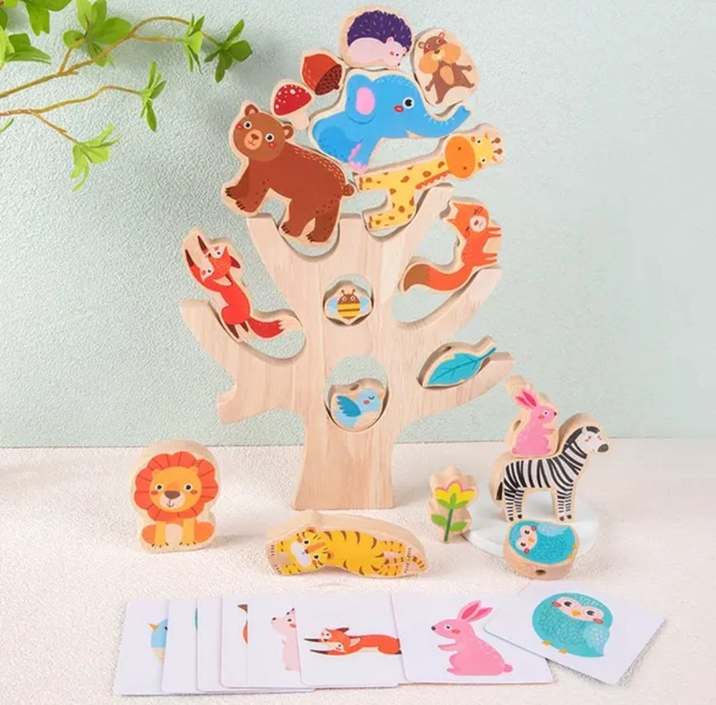 JUEGO DIDACTICO BALANCE MADERA -EQUILIBRIO ARBOL DE ANIMALES - 3