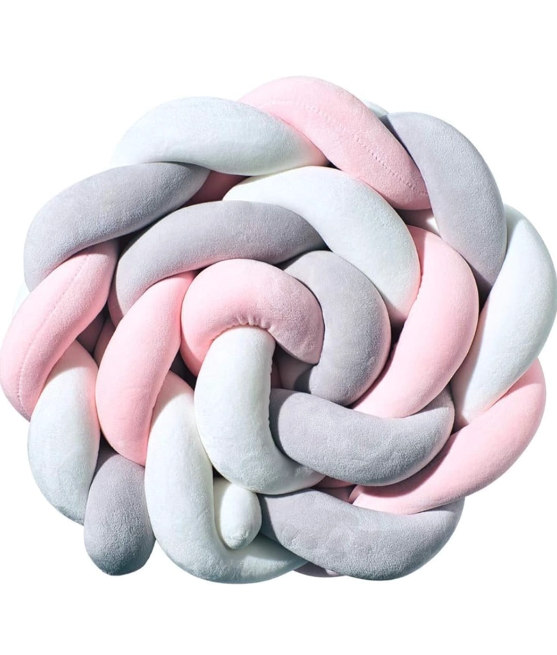 TRENZA COJIN SEGURIDAD PARA CUNA BEBES PROTECCION ROSADO - 1