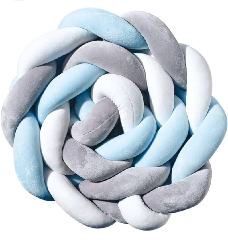 TRENZA COJIN SEGURIDAD PARA CUNA BEBES PROTECCION ROSADO - 1