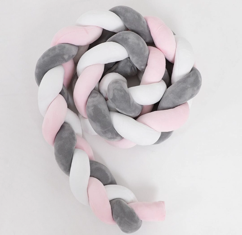 TRENZA COJIN SEGURIDAD PARA CUNA BEBES PROTECCION ROSADO - 3