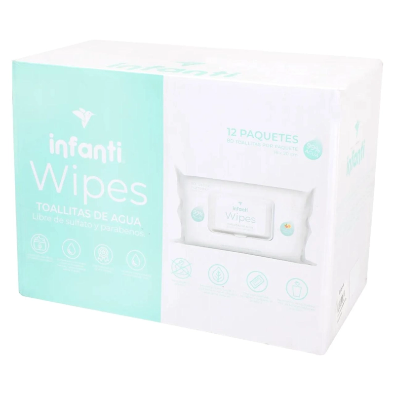 TOALLITAS HUMEDAS WATER WIPES CAJA 12 X 80 UN INFANTI - 2
