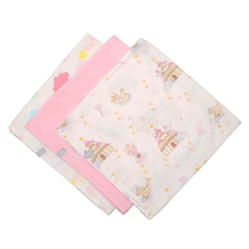 PACK 3 TUTOS INFANTI ALGODON MUSELINA 75X75CM CELESTE - 2