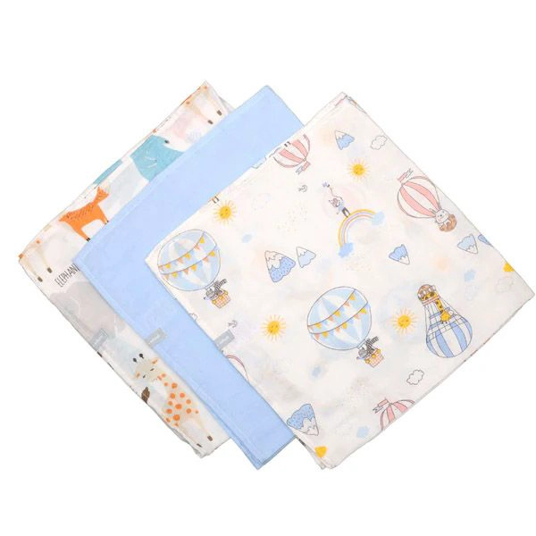 PACK 3 TUTOS INFANTI ALGODON MUSELINA 75X75CM CELESTE - 5