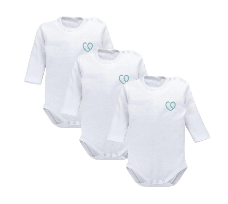 BODYS MANGA LARGA 3 PZS  ALGODON 9-12 MESES BAMBINO BLANCO - 1