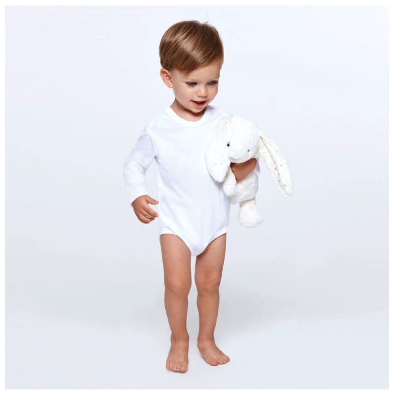 BODYS MANGA LARGA 3 PZS  ALGODON 9-12 MESES BAMBINO BLANCO - 5