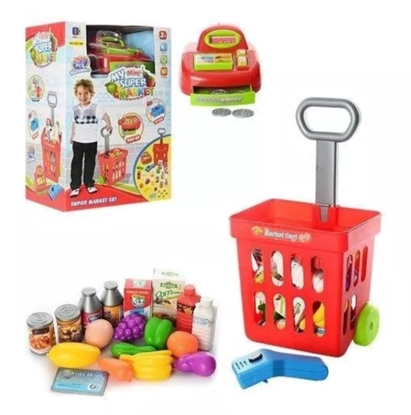 CAJA REGISTRADORA MINI CARRITO DE SUPERMERCADO JUEGOS NIÑOS - 1