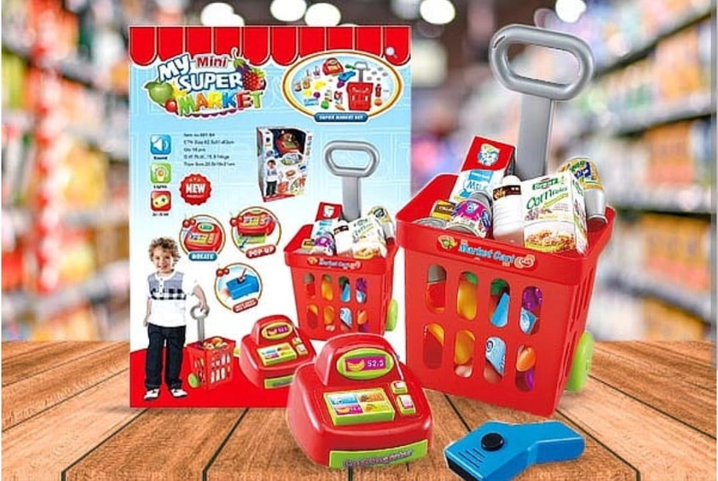 CAJA REGISTRADORA MINI CARRITO DE SUPERMERCADO JUEGOS NIÑOS - 2