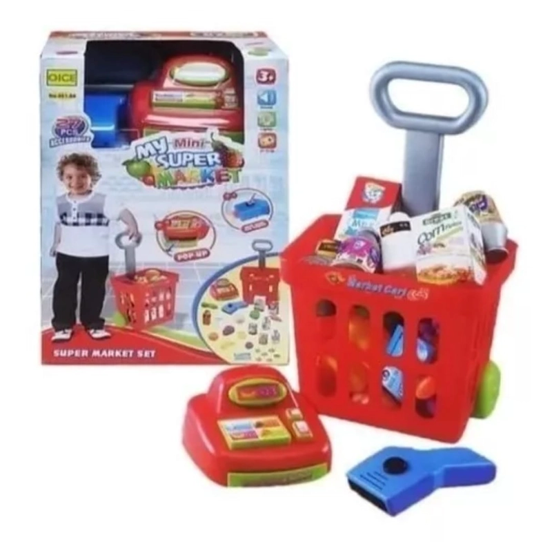 CAJA REGISTRADORA MINI CARRITO DE SUPERMERCADO JUEGOS NIÑOS - 3