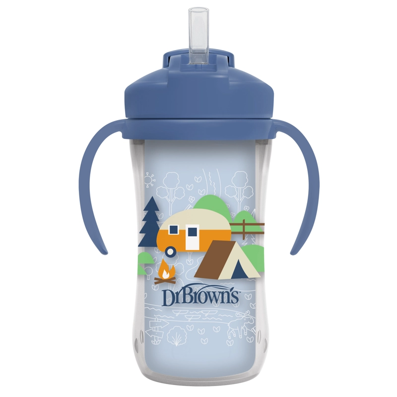 VASO TERMICO CON BOMBILLA 12M+ DR. BROWN'S 300ML ROSADO - 2