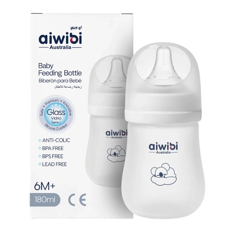 MAMADERA ANTICOLICO DE VIDRIO - SILICONA AIWIBI 120ML - 1