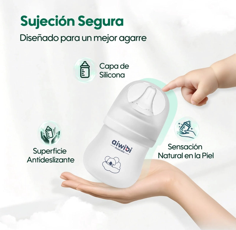 MAMADERA ANTICOLICO DE VIDRIO - SILICONA AIWIBI 120ML - 4
