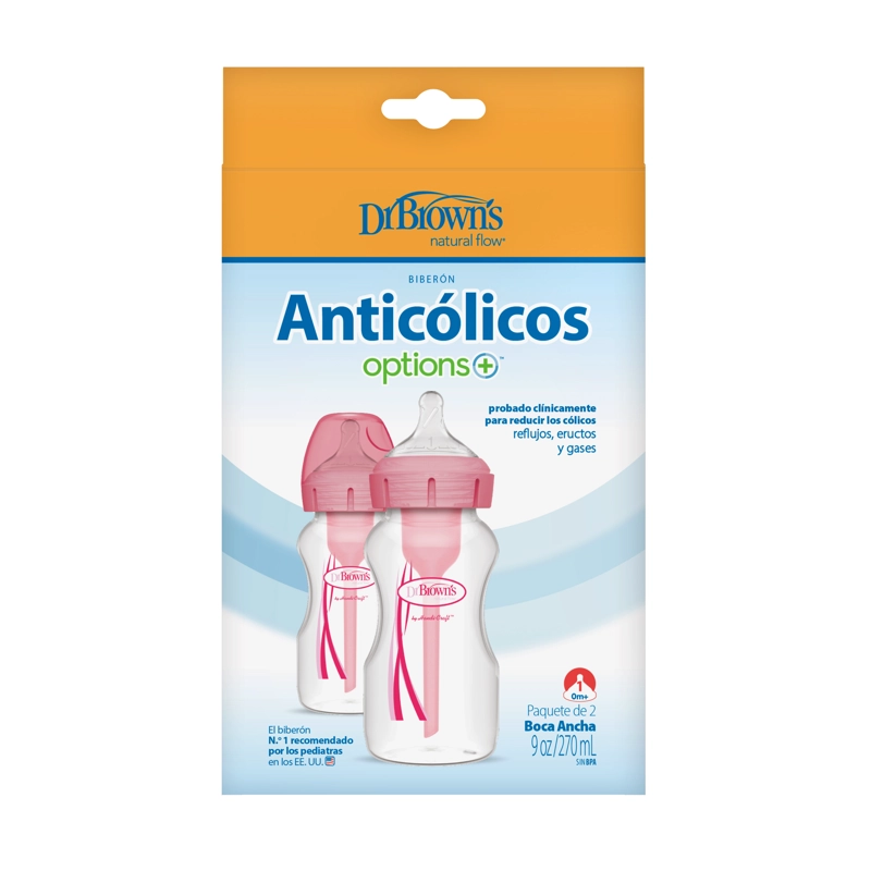 PACK 2 MAMADERAS DR BROWN'S ROSA OPTIONS+ ANTICOLICO 270ML - 2