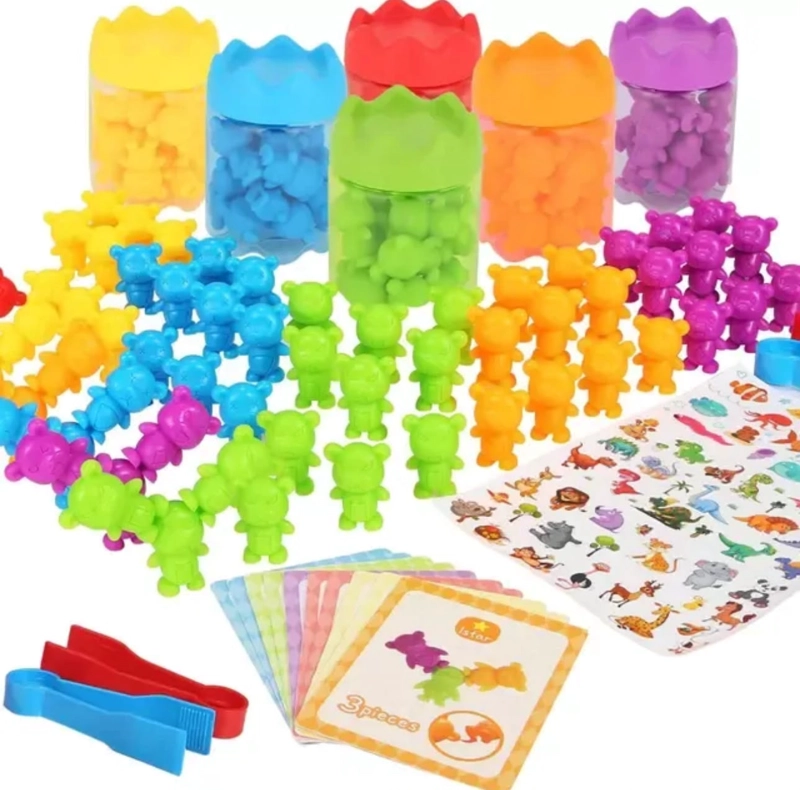 JUEGO DE CLASIFICACION COLORES -PINZAS- BOTELLAS NIÑOS - 1