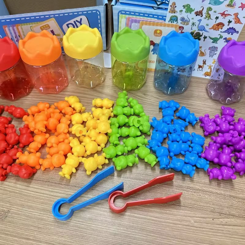 JUEGO DE CLASIFICACION COLORES -PINZAS- BOTELLAS NIÑOS - 3