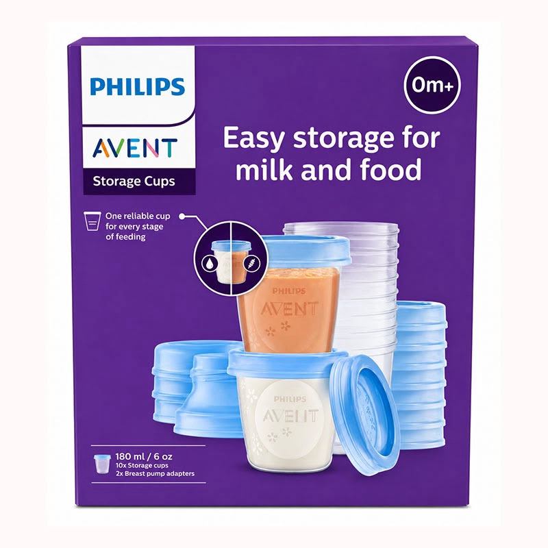 VASOS DE ALMACENAMIENTO LECHE 10UNID CAP 180ML AVENT - 1