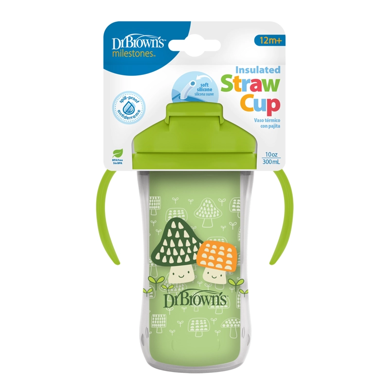 VASO TERMICO CON BOMBILLA 12M+ DR. BROWN'S 300ML VERDE - 3