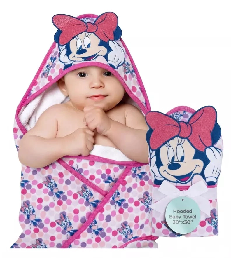 TOALLA DE BAÑO BEBE CON CAPUCHA BAMBINO MINNIE - 3