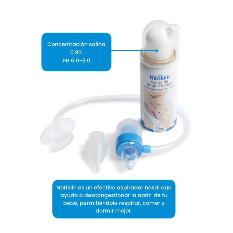 PACK NARIKLIN ASPIRADOR NASAL Y SPRAY 100% AGUA DE MAR 50ML - 2