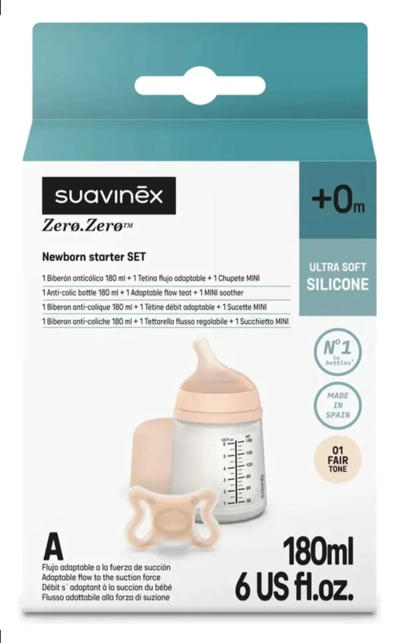 SET  ZERØ ZERØ MAMADERA 180ML+CHUPETE SUAVINEX - 2