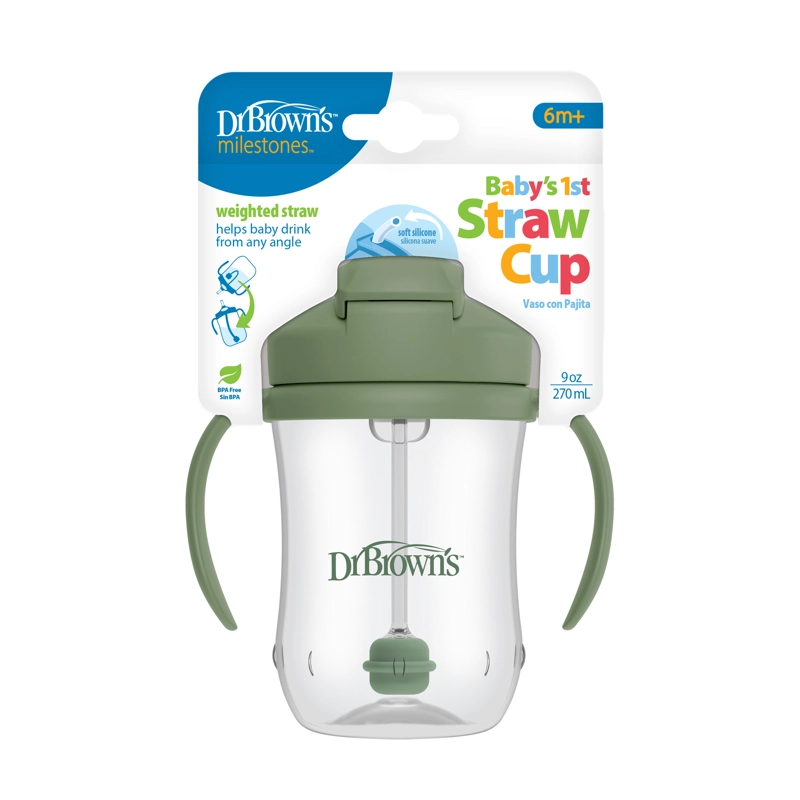VASO ENTRENADOR ANTIDERRAMES 270ML 6M+ DR BROWN'S VERDE - 1