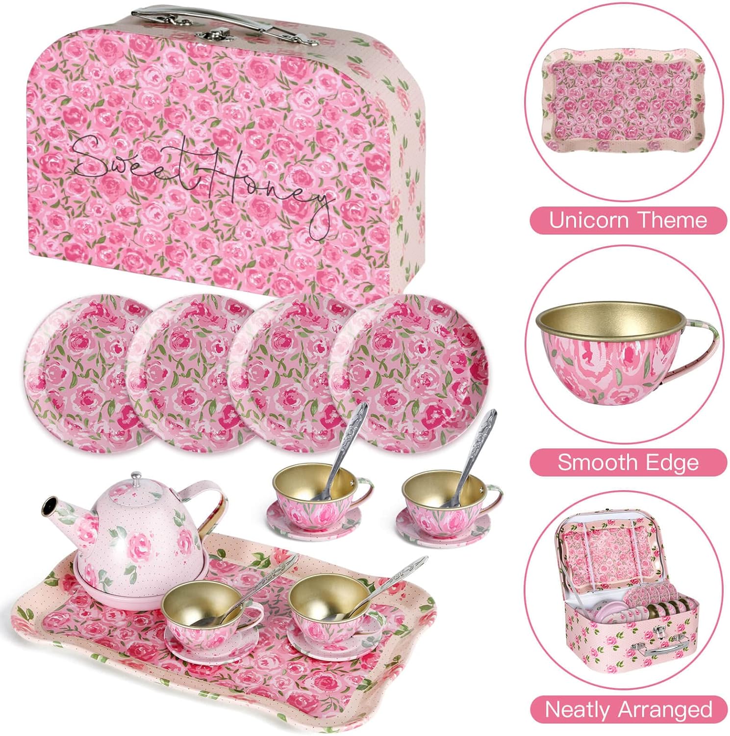 SET TETERA FLORAL ROSA  INFANTIL - 1