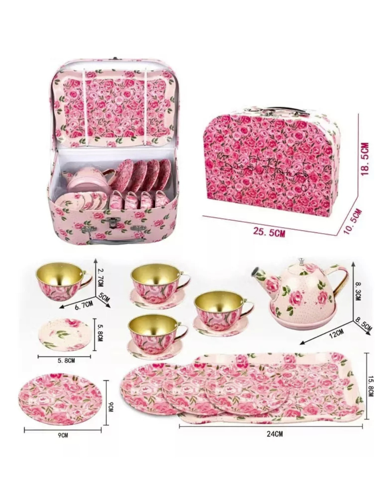 SET TETERA FLORAL ROSA  INFANTIL - 2