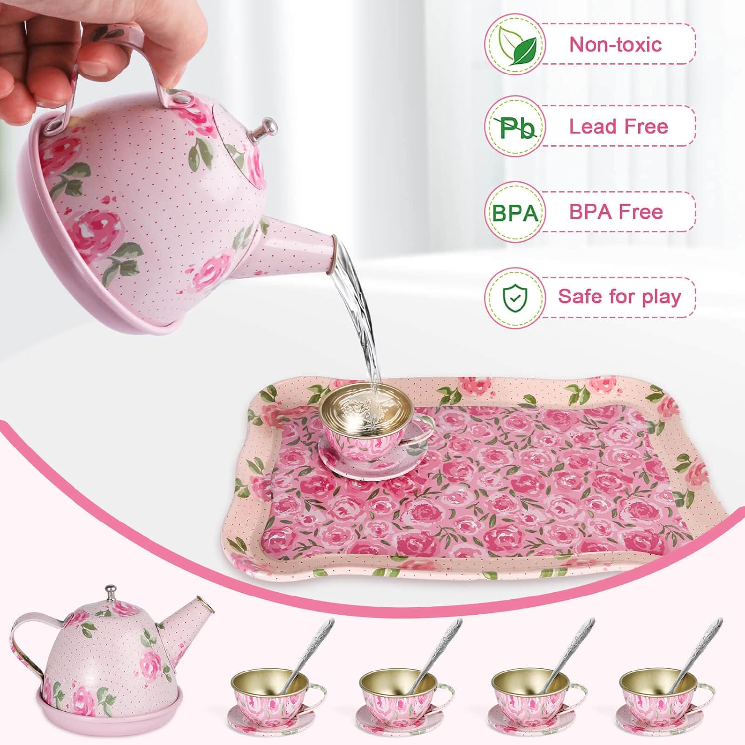 SET TETERA FLORAL ROSA  INFANTIL - 3