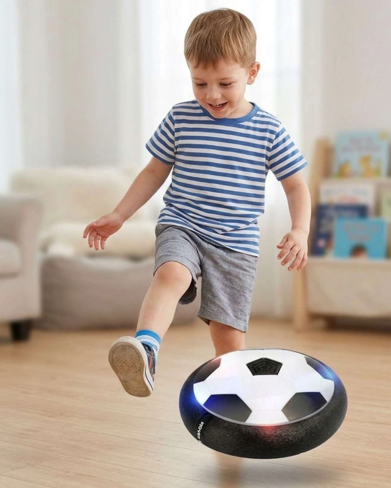 BALON DE FUTBOL FLOTANTE HOVER BALL CON LUCES LED Y BORDES DE ESPUMA - 1