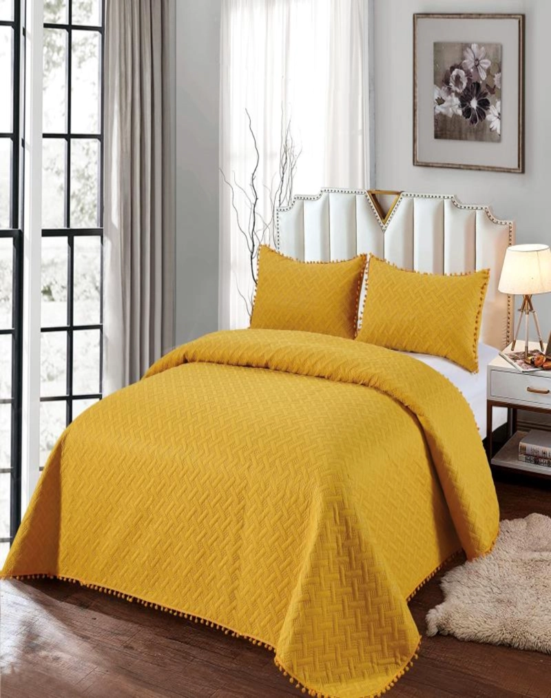 CUBRECAMA DE VERANO CON POMPONES - FRESCO Y ELEGANTE 2P - 3