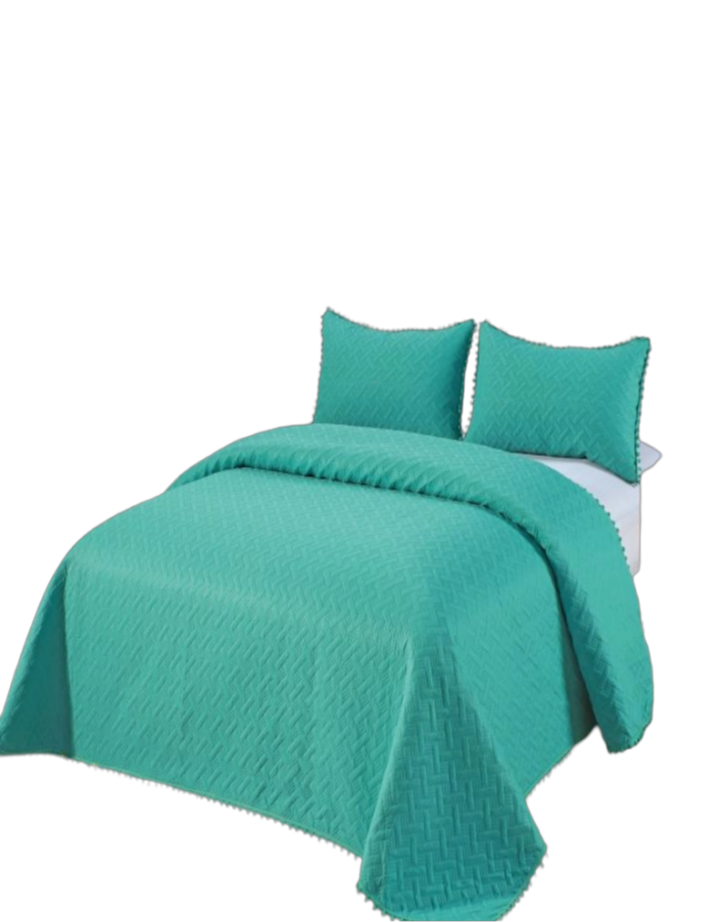 CUBRECAMA DE VERANO CON POMPONES - FRESCO  KING / SUPER KING - 1