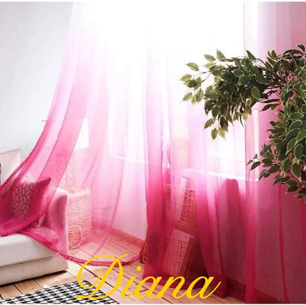 2 PANELES DE CORTINA VISILLO TRANSPARENTE DEGRADE FUCSIA - 1