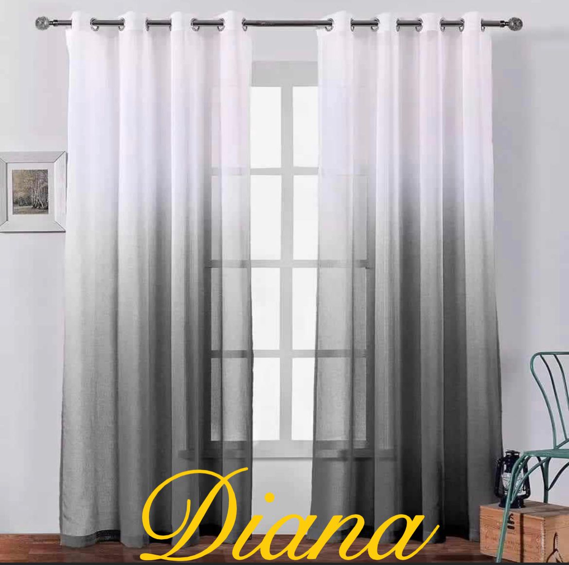 2 PANELES DE CORTINA VISILLO TRANSPARENTE DEGRADE NEGRO - 1