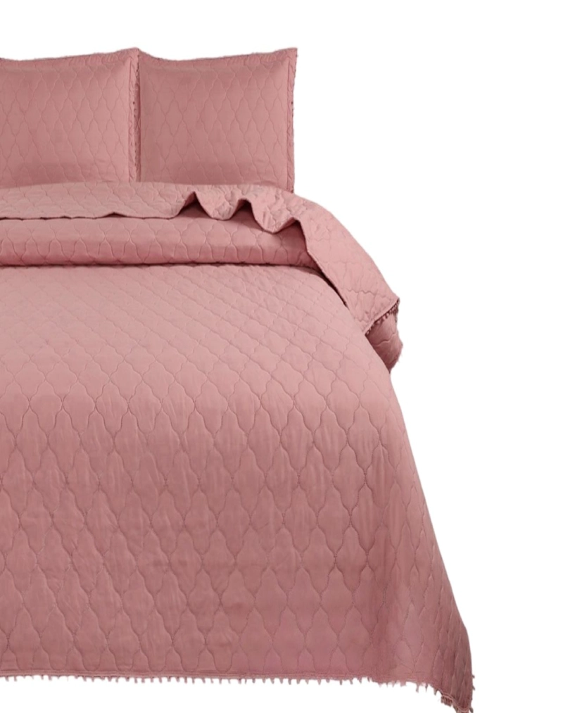 CUBRECAMAS QUILT DE VERANO PLAZA Y MEDIA CON POMPONES B6 - 2