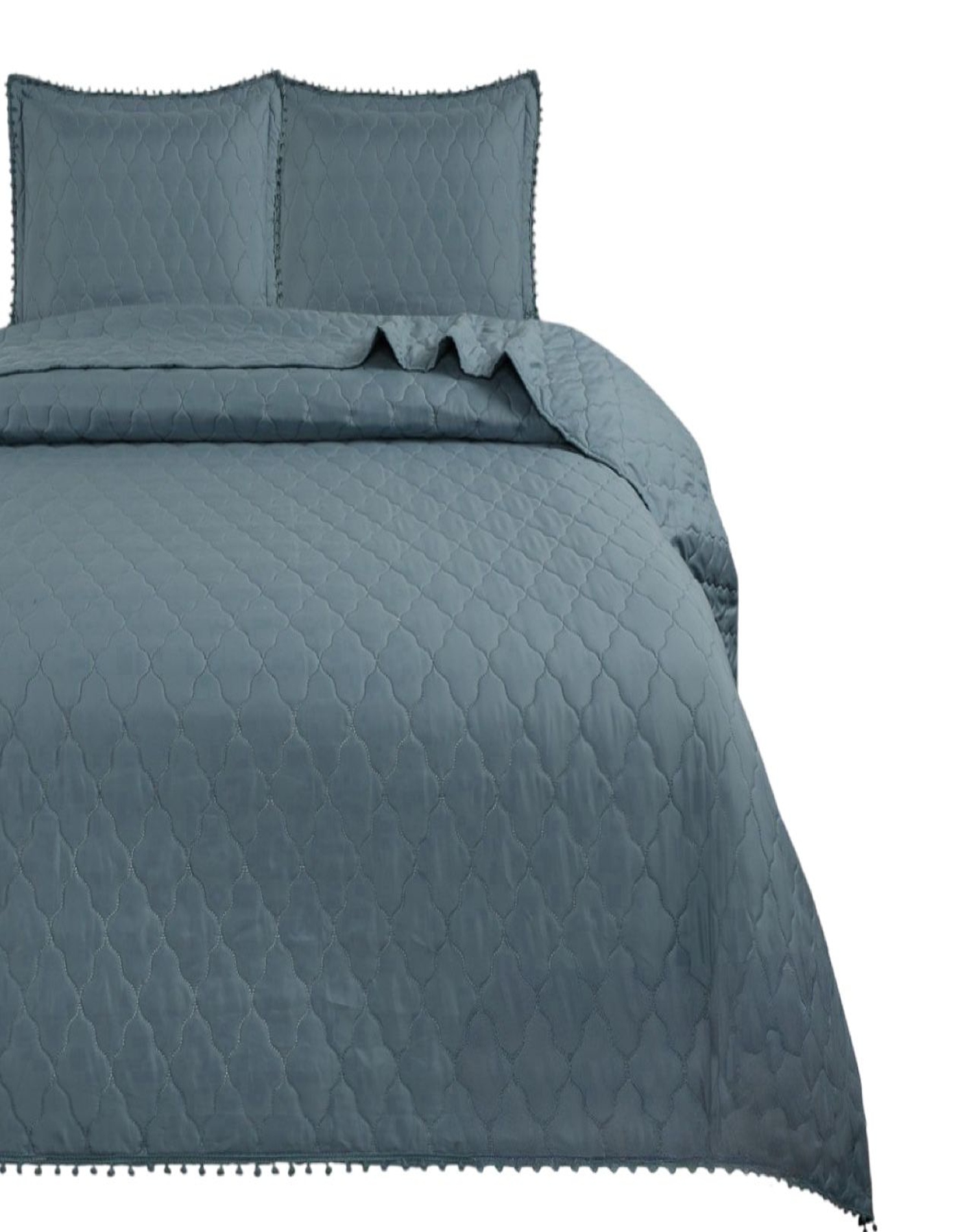 CUBRECAMAS QUILT DE VERANO PLAZA Y MEDIA CON POMPONES B1 - 2