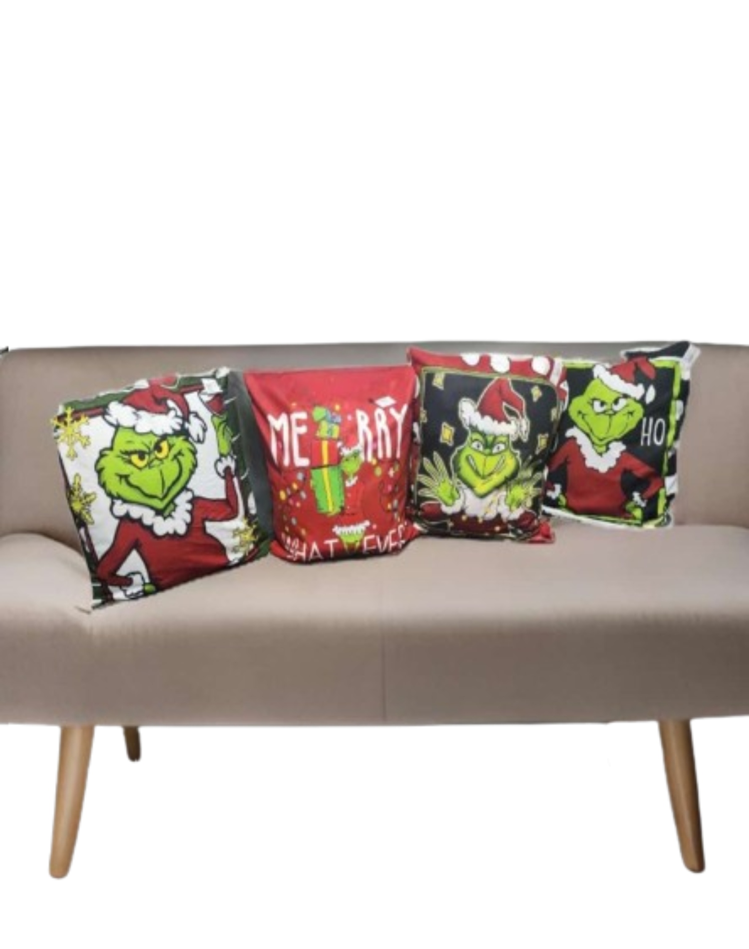 SET 4 FUNDAS COJÍN NAVIDAD 40X40CM SURTIDAS GRINCH - 1