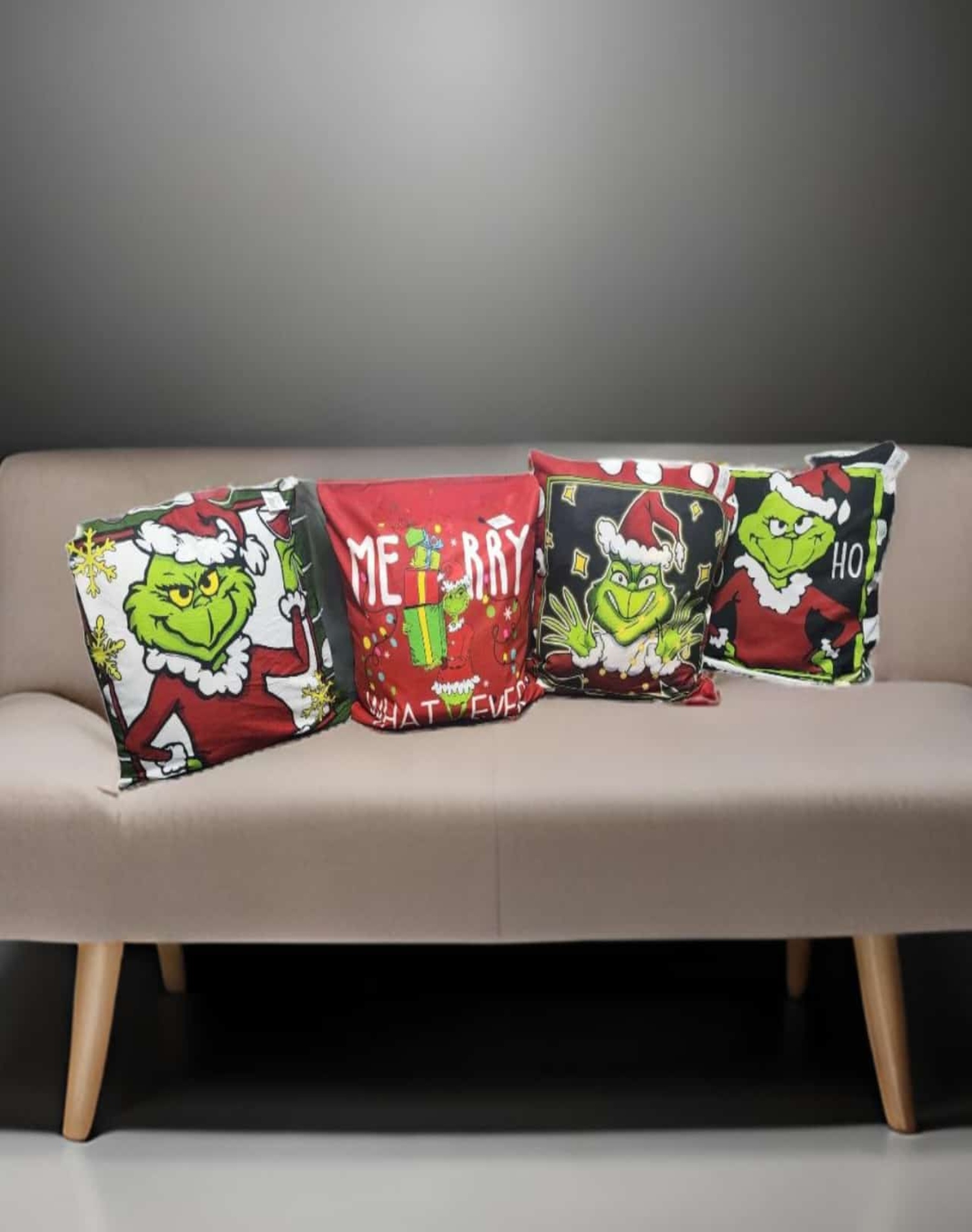SET 4 FUNDAS COJÍN NAVIDAD 40X40CM SURTIDAS GRINCH - 6