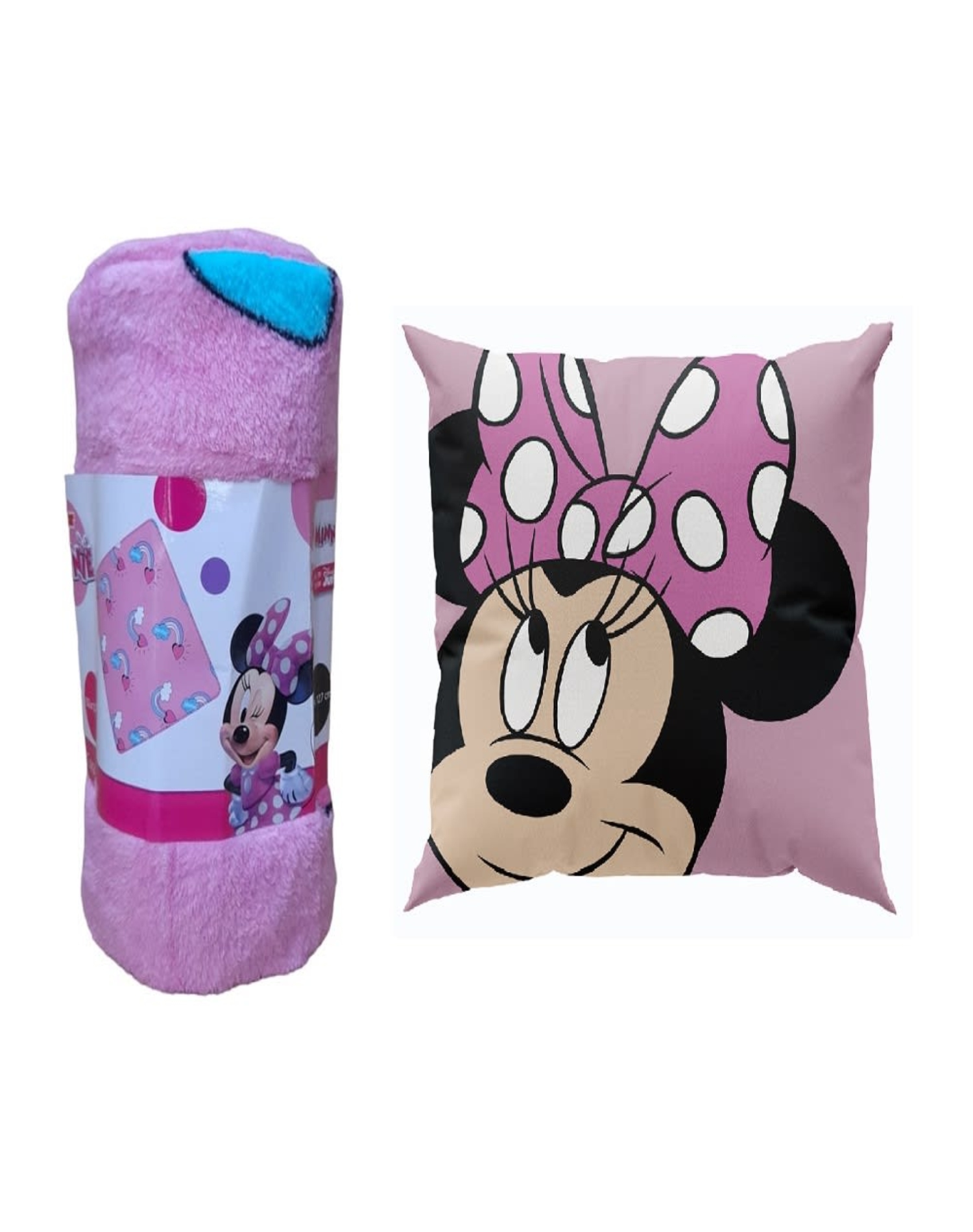 PACK MANTA INFANTIL + COJÍN NIÑO DISEÑO ANIMADO MINNIE - 1