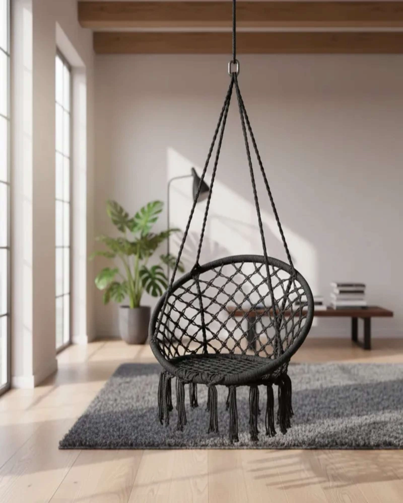HAMACA SILLA COLGANTE REFORZADA PARA INTERIOR Y EXTERIOR SIN COJINES - 1