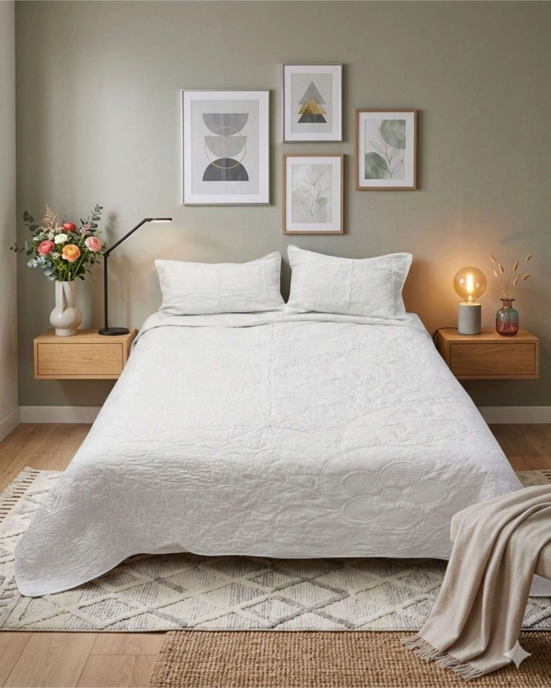 QUILT BORDADO FLORAL 2 PLAZAS COLECCION BOTANICA - 1