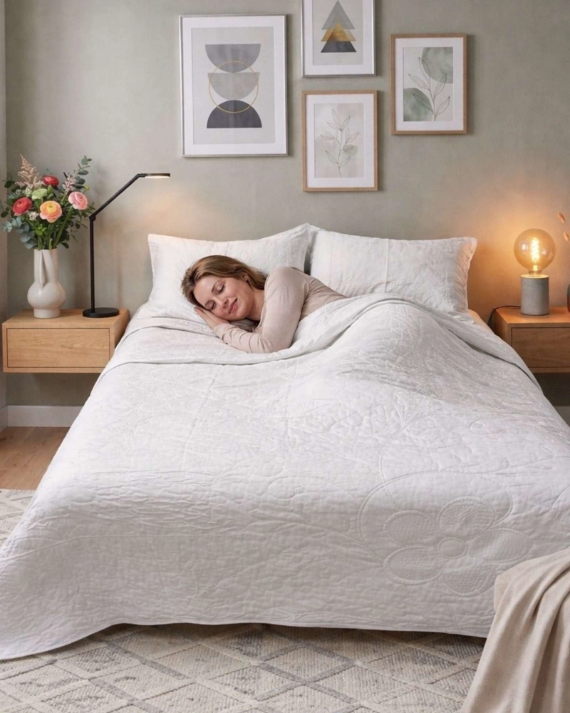 QUILT BORDADO FLORAL 2 PLAZAS COLECCION BOTANICA - 2