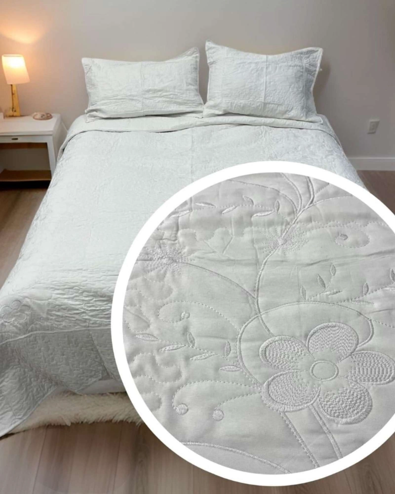 QUILT BORDADO FLORAL 2 PLAZAS COLECCION BOTANICA - 5