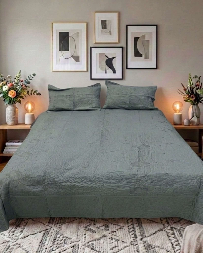 QUILT BORDADO FLORAL 2 PLAZAS COLECCION BOTANICA - 1
