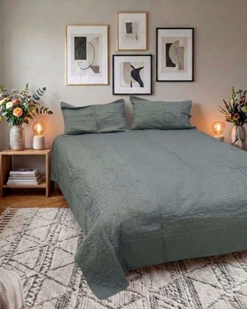 QUILT BORDADO FLORAL 2 PLAZAS COLECCION BOTANICA - 2