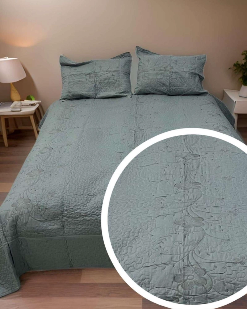 QUILT BORDADO FLORAL 2 PLAZAS COLECCION BOTANICA - 5